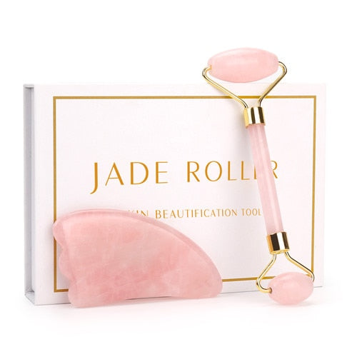 Natural Rose Quartz Roller Slimming Face Massager