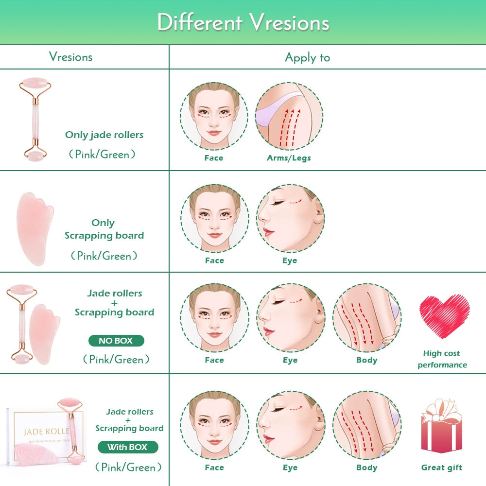 Natural Rose Quartz Roller Slimming Face Massager