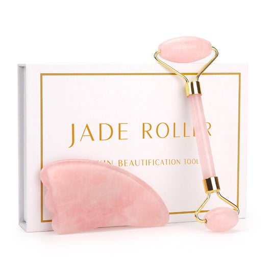 Natural Rose Quartz Roller Slimming Face Massager
