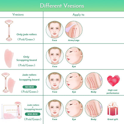 Natural Rose Quartz Roller Slimming Face Massager